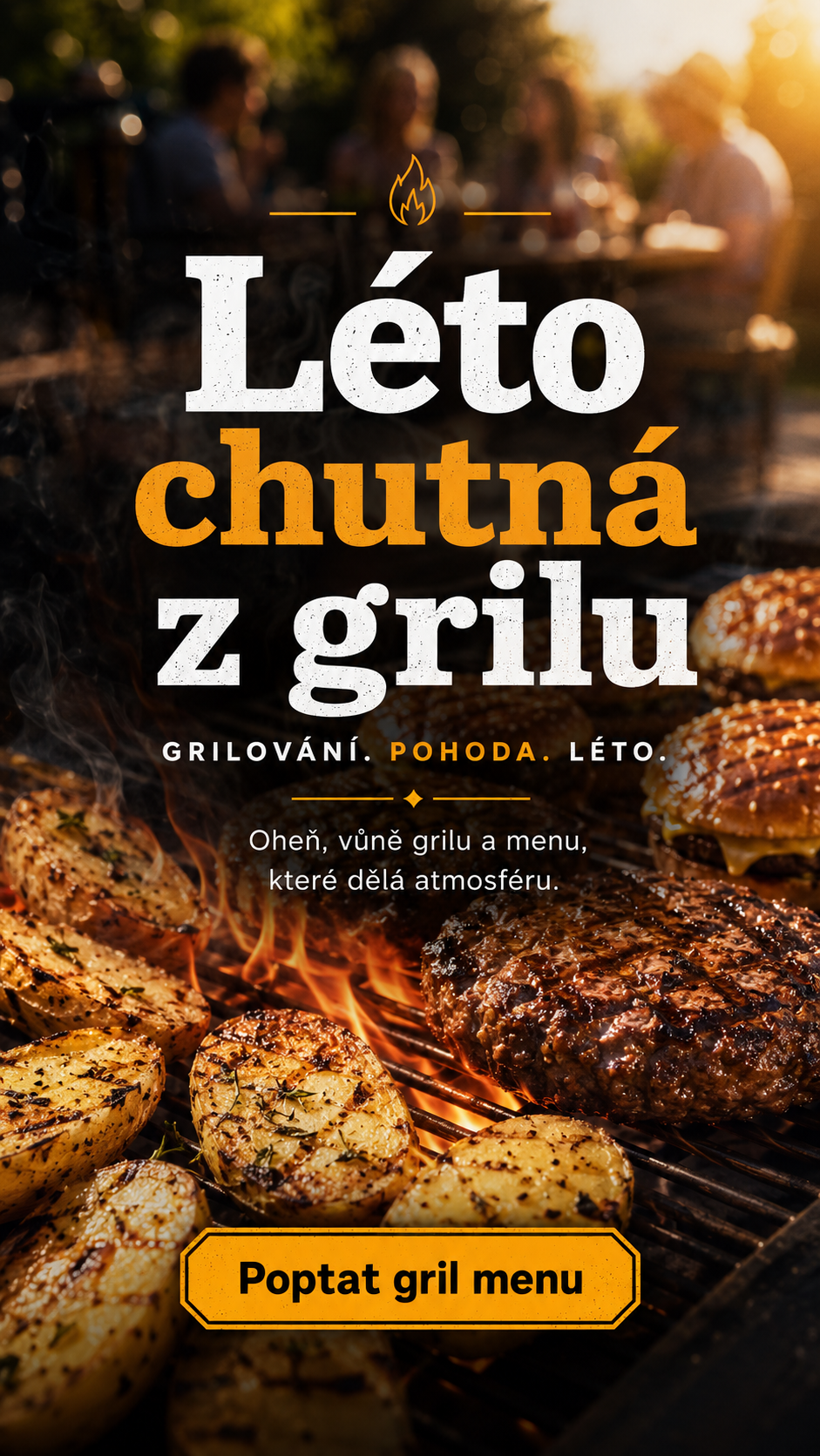 Ukázka reklamy Meta Ads pro Catering Šafrán, poptávka letního gril menu