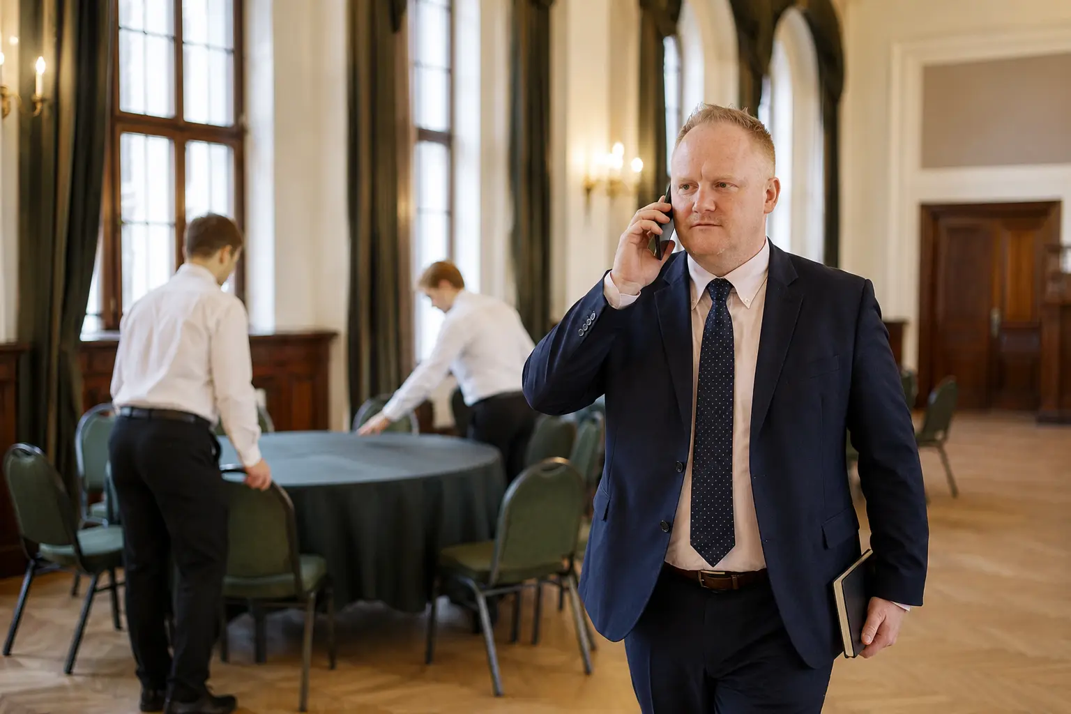 Tomáš Fekiač z 2efka v připraveném event sále během domlouvání akce